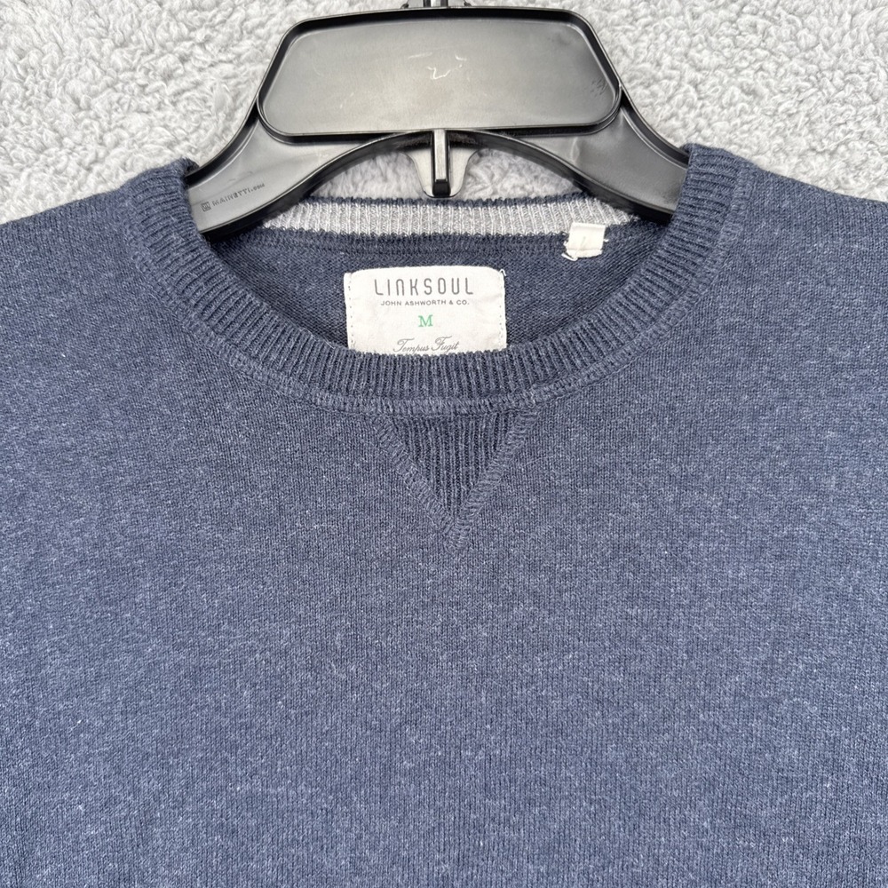 Linksoul Tempus Fugit Mens Medium Dark Blue Crewneck Cashmere Blend Sweater